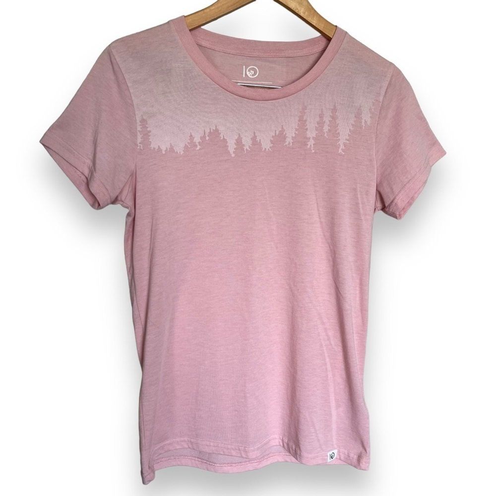 tentree Pink Short Sleeve Tee with Tree Line Print